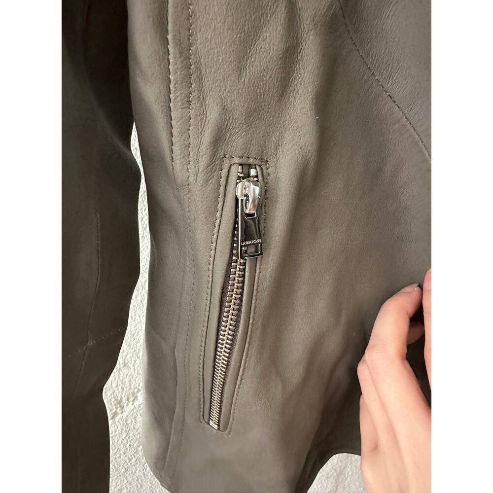 Lamarque Leather Asymmetrical Zip Biker Moto Jacket M - Picture 4 of 5